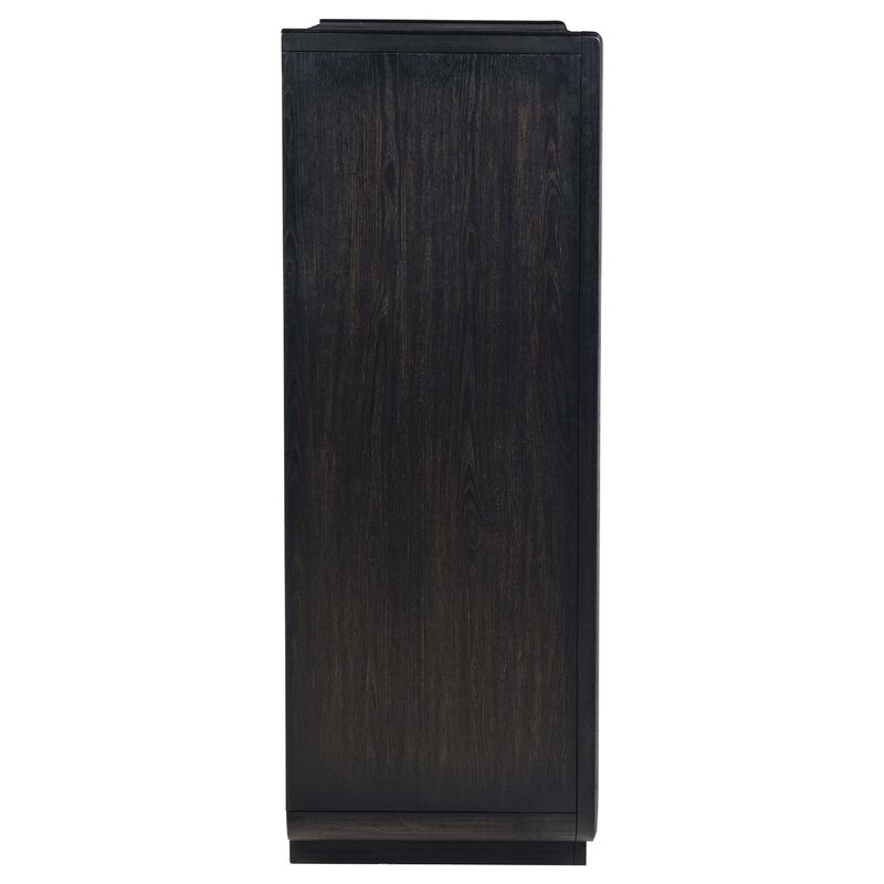 Lina Tall Dresser Chest with 5 Drawers, Integrated Handles, Black Wood image number 6