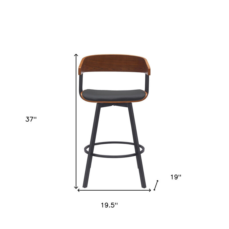 HomeRoots Faux Leather and Metal Counter Stool with Full Back and Armrests image number 6