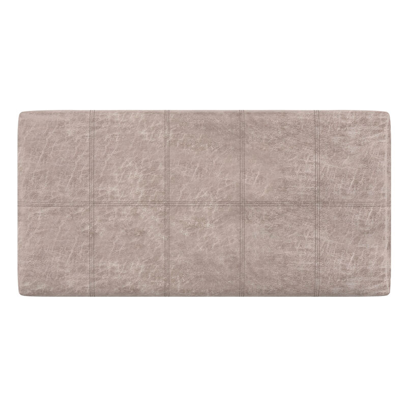 Dover 36 inch Wide Contemporary Rectangle Storage Ottoman Bench in Distressed Grey Taupe Vegan Faux Leather, Assembled image number 5