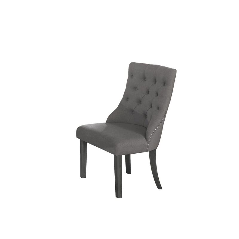 Best Quality Furniture Classic Upholstered Side Chair Tufted In Linen FabricNailhead Trim
