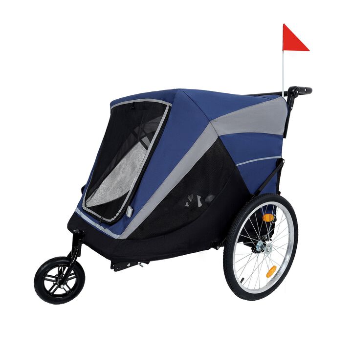 100LB Capacity 2-in-1 Pet Bike Trailer & Push Cart with Storage Pockets & Quick-Release Wheels
