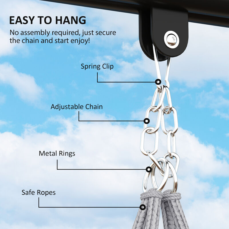 Hivvago Macrame Hammock Swing Chair with Cushion & Stand image number 5