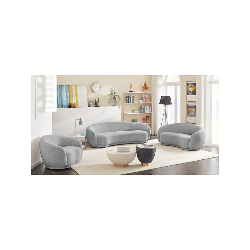 Meridian Furniture Hyde Grey Boucle Fabric Sofa