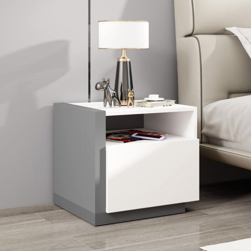 Hivvago Modern Minimalist Nightstand with Drawer for Bedroom
