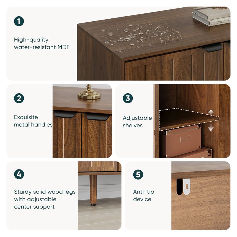 Jabwok Mid‑Century Sideboard Buffet Cabinet image number 4