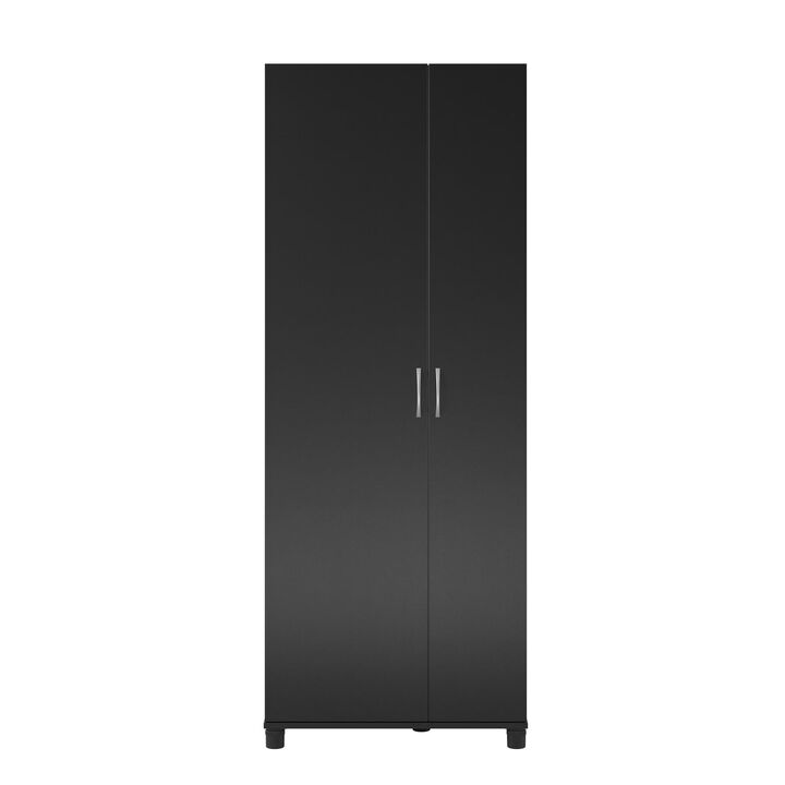 RealRooms Basin Tall Asymmetrical Storage Cabinet with Feet, Black