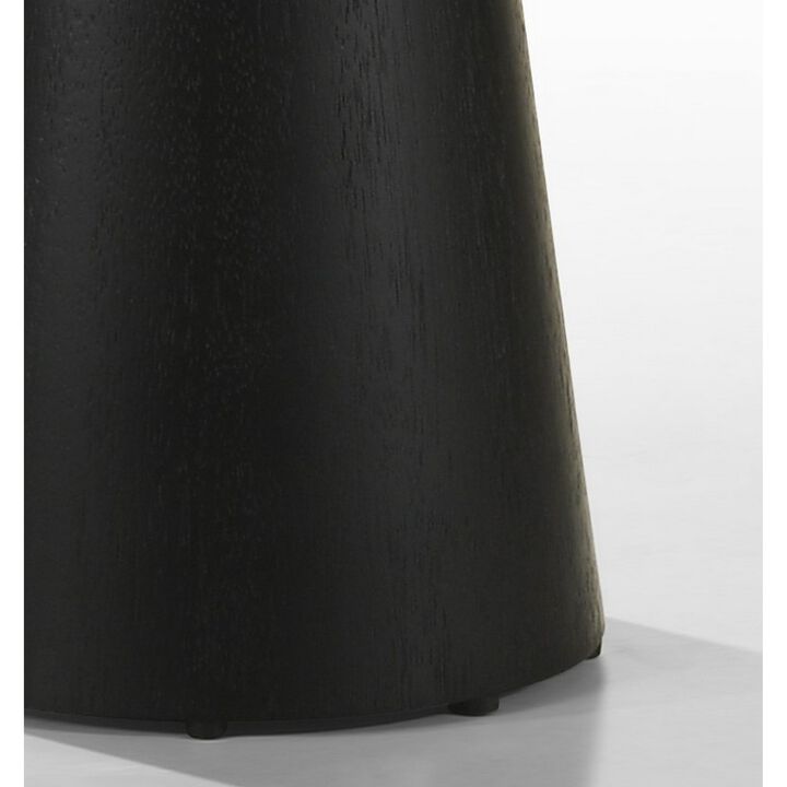 Yuvi 21 Inch Accent Table, Round Tabletop, Pedestal Base, Ebony Black