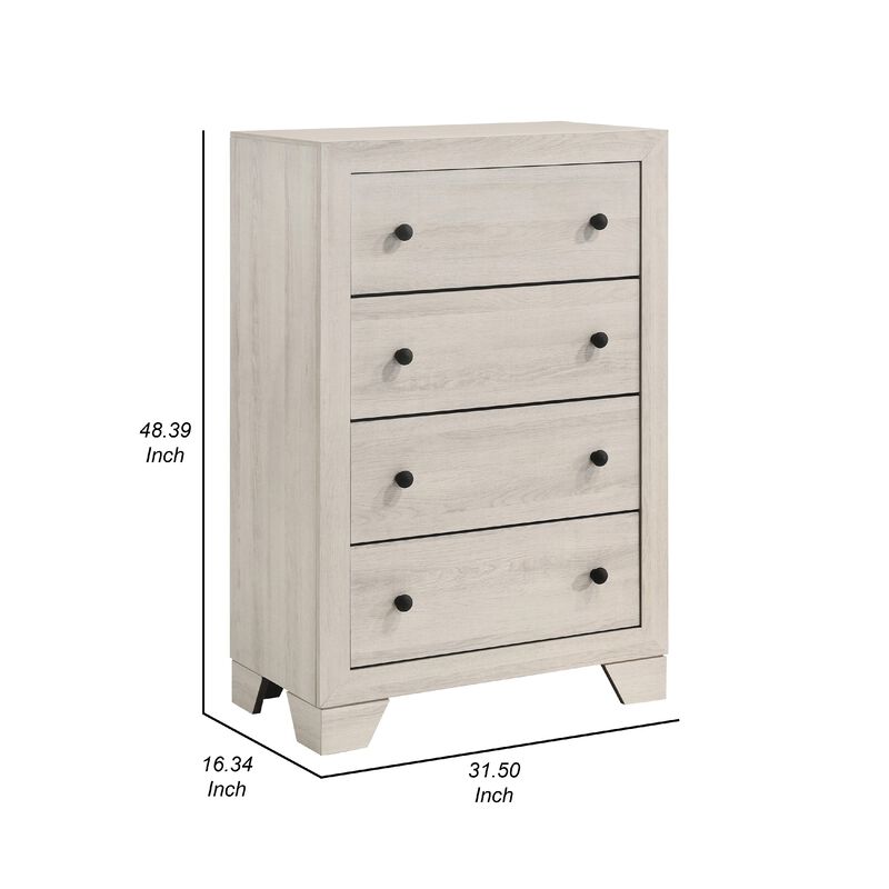 Cuzzy Tall Dresser Chest with 4 Drawers, Natural White Wood