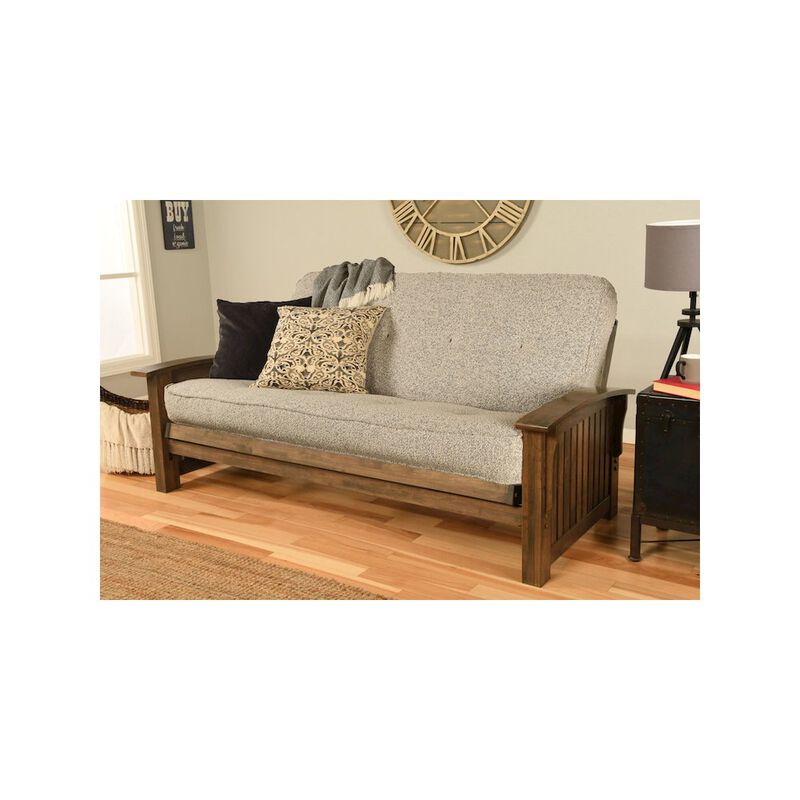 Washington Frame-Rustic Walnut Finish-Canton Gray Mattress