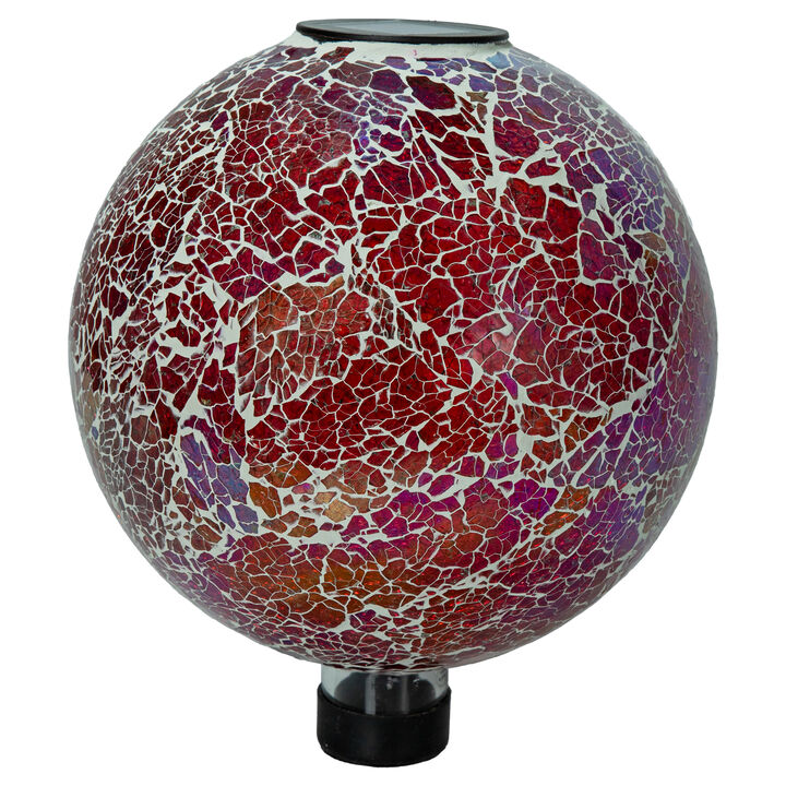 Sunnydaze Pearl Pink Mosaic Gazing Ball with Solar Light - 10 in