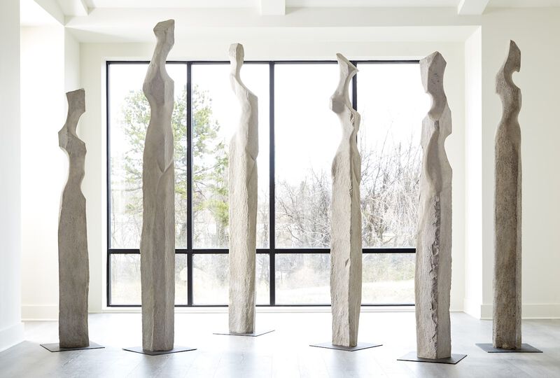 Cast Women Sculpture E Roman Stone