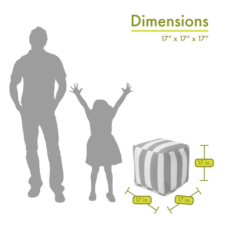 Majestic Home Goods Cube Pouf Vertical Stripe Gray