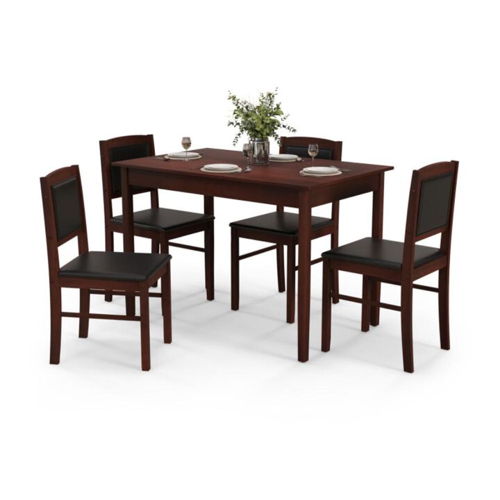 Hivvago 5-Piece Dining Set for 4 with Rubber Wood Legs for Small Dining Room