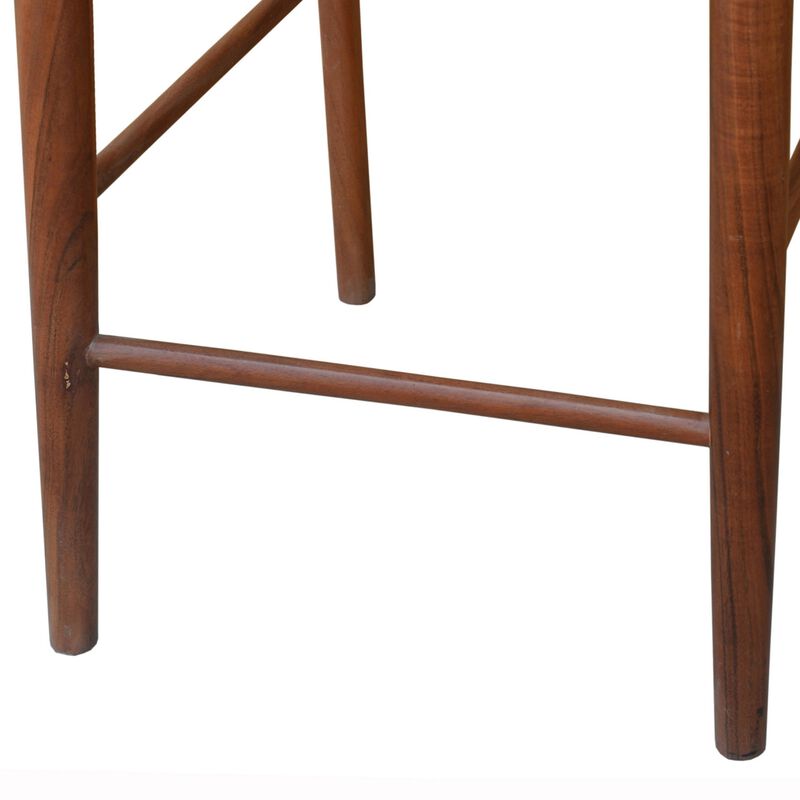 Cero 29 Inch Barstool Chair Set of 2, Wood, Cotton Woven, Brown, Gray - Benzara