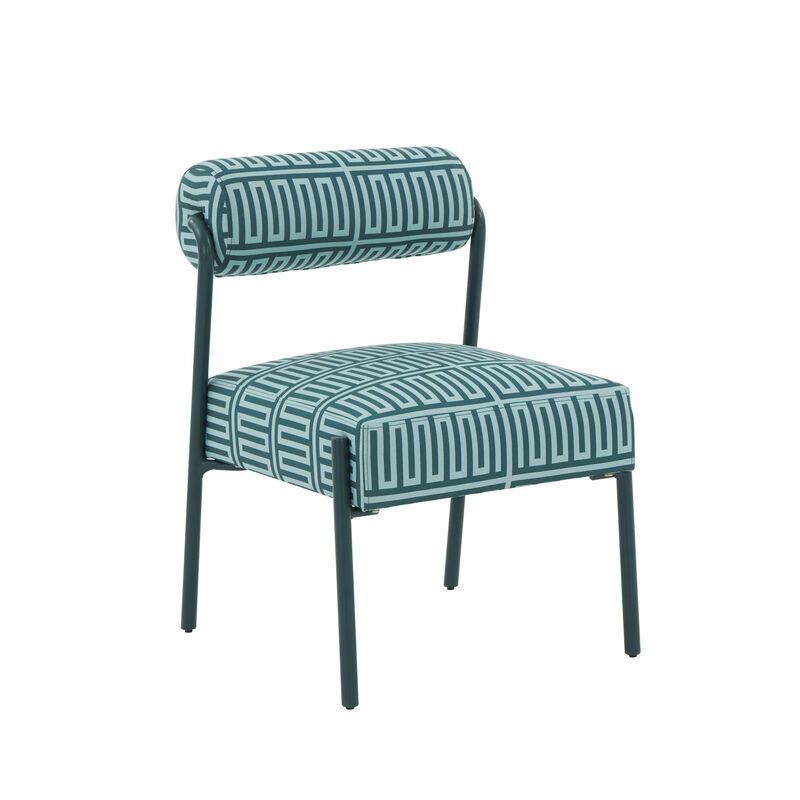 Jolene Green Patterned Linen Accent Chair image number 3