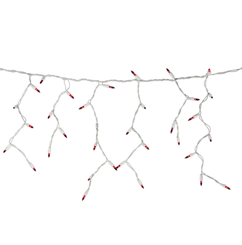 100 Count Red Mini Icicle Christmas Lights - 3.5 ft White Wire