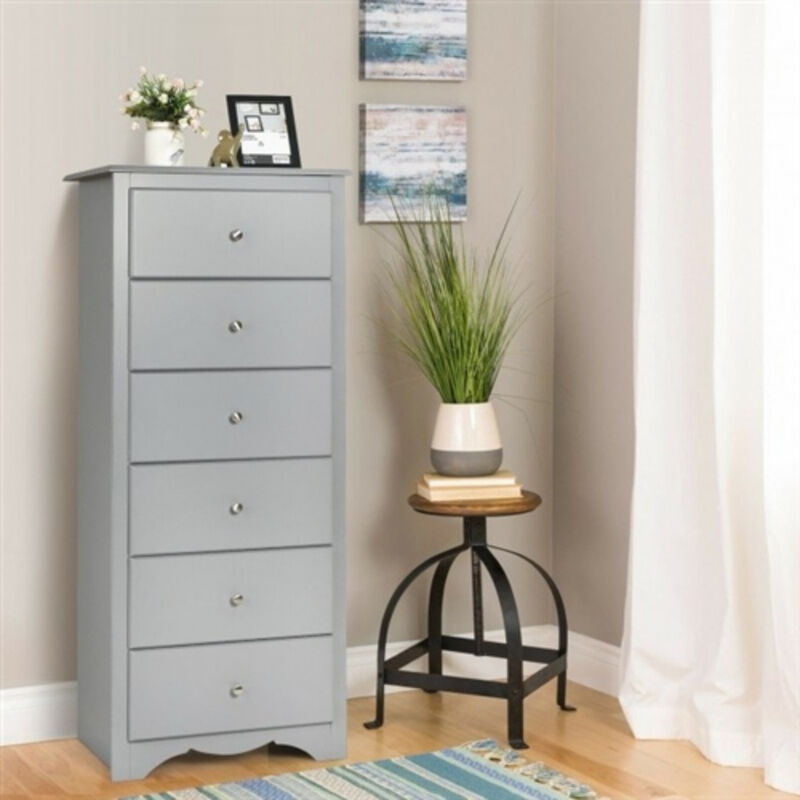 Modern Vertical Wood Dresser – 6 Drawer Storage Chest