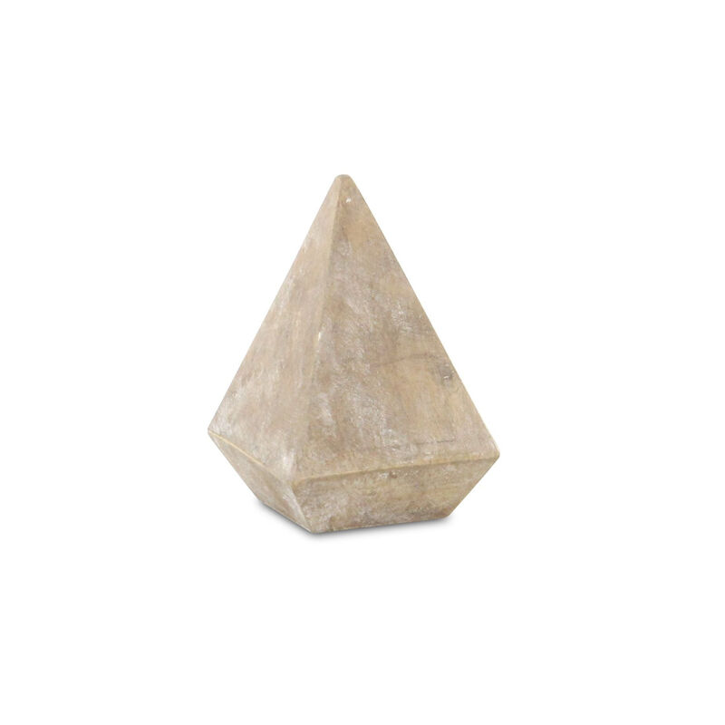 HomeRoots 3" Brown Solid Wood Pyramid Decorative Sculpture image number 2
