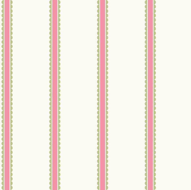 Bobbin Stripe Fuchsia Scalloped Wallpaper (Set of 2)