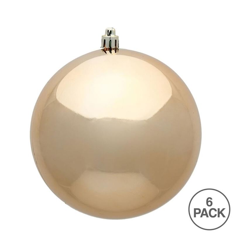 Vickerman 4" Plastic Ball Ornaments in Shiny Cafe Latte (Set of 6) image number 2