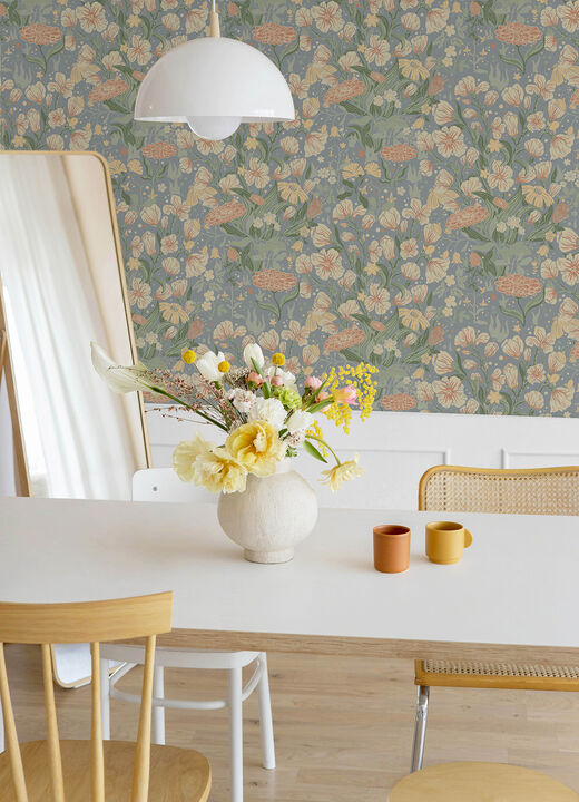 Hava Coral Meadow Flowers Wallpaper