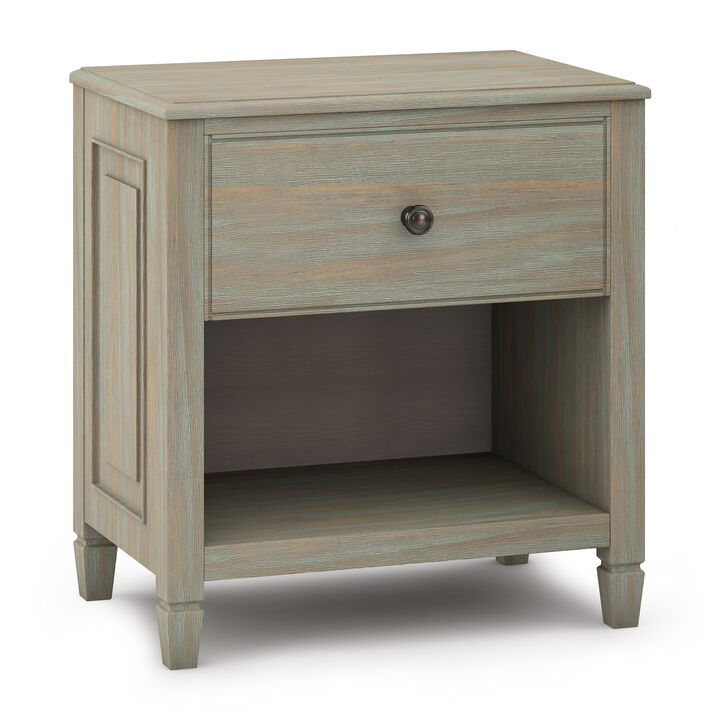 Connaught SOLID WOOD 24 inch Wide Traditional Bedside Nightstand Table in Distressed Grey