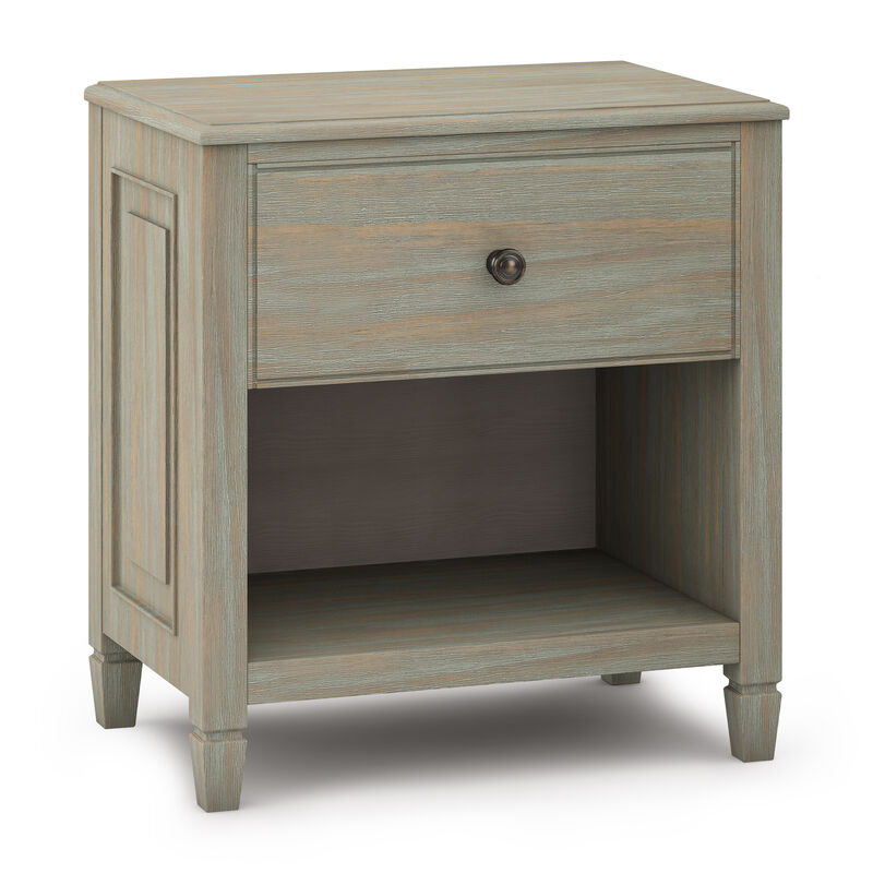 Connaught SOLID WOOD 24 inch Wide Traditional Bedside Nightstand Table in Distressed Grey