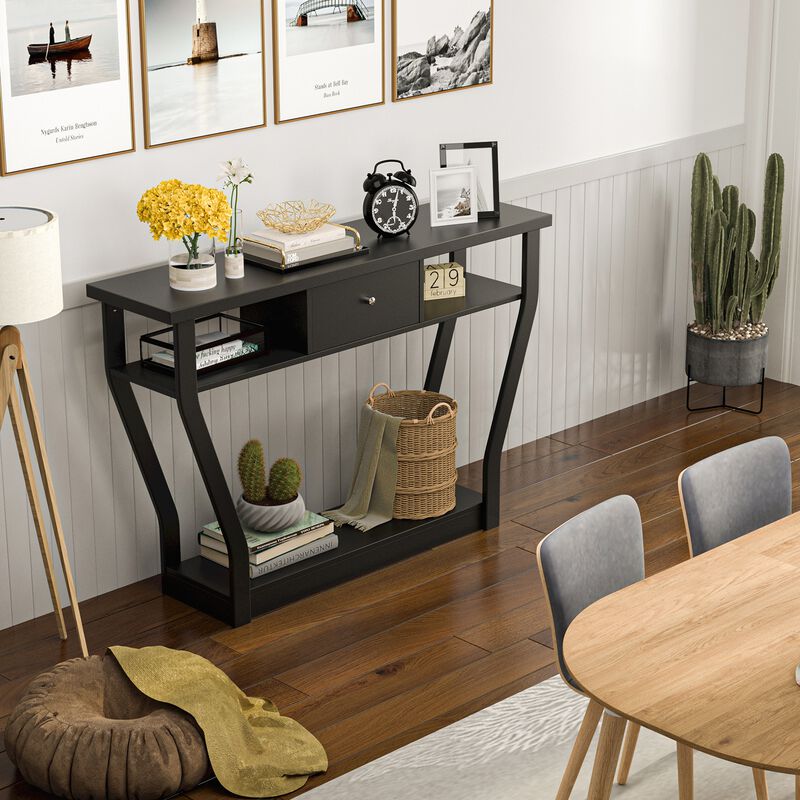 Modern Sofa Accent Table with Drawer image number 1