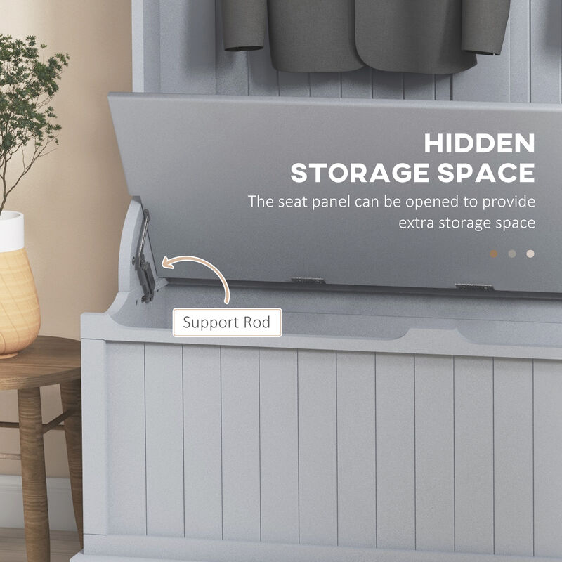 Hall Tree with Coat Hooks, Bench, and Storage for Entryway, Mudroom, or Foyer