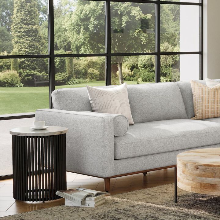 Simpli Home Demy Metal Accent Table In White Marble / Black