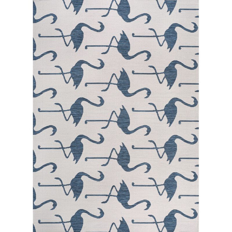 Liana Casual Coastal Flamingos Two-Tone Indoor/Outdoor Area Rug