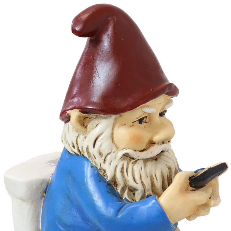 Sunnydaze Cody Reading a Phone on the Throne Outdoor Garden Gnome - 9.5 in