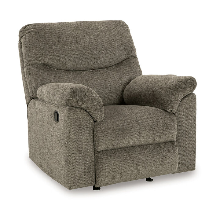 Tul Rocker Recliner Chair, Poly Fiber Foam Fill, Putty Gray Polyester - Benzara