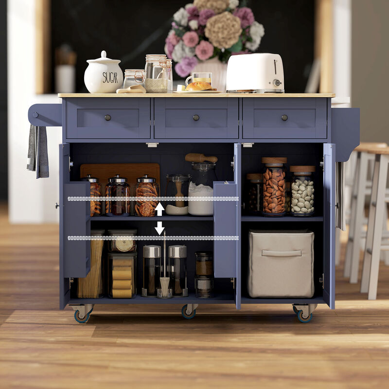 Hivvago Kitchen Island Cart with Drop Leaf, Charging Station, and Shelf image number 7