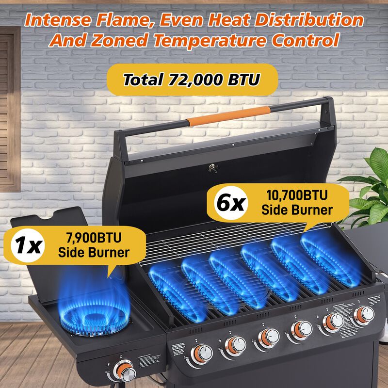 Totpib 6-Burner Propane Gas Grill image number 4