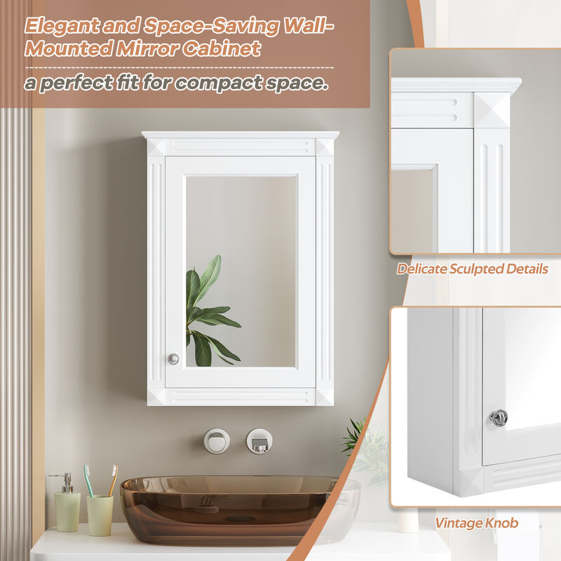 ELEMENT ACE 20 Inch Wall Mounted Bathroom Storage Cabinet with Mirror and Adjustable Shelves - Modern Space Saving Medicine Cabinet image number 6