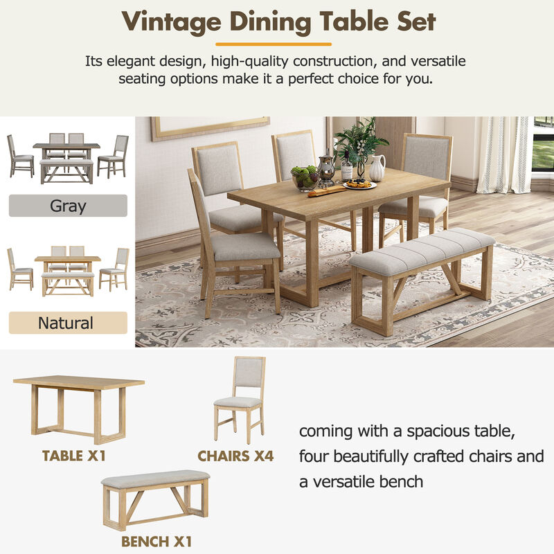 Merax 6-Piece Retro Wood Dining Set