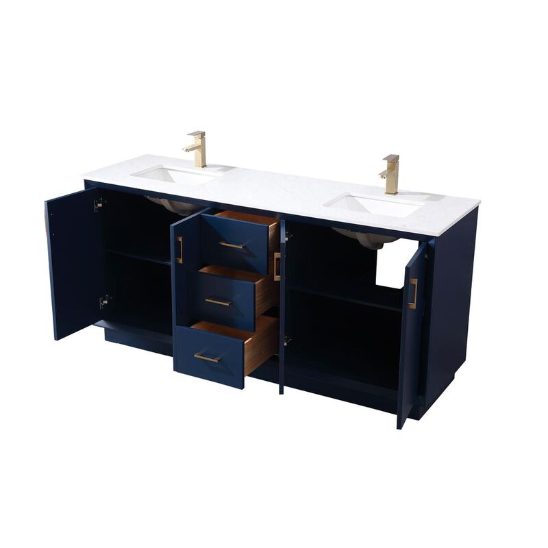 Elegant Kitchen and Bath 72 Inch Double Bathroom Vanity In Blue