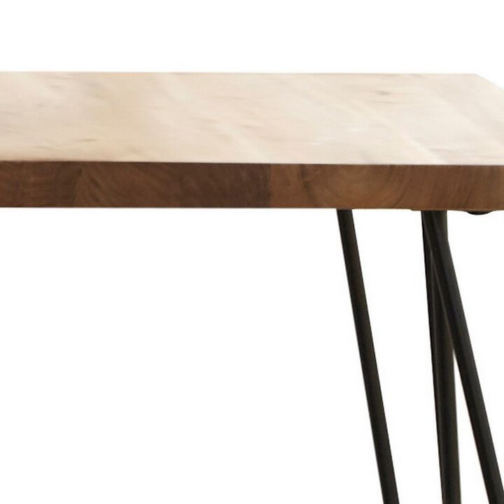 End Table with Square Top and Hairpin Legs, Brown and Black-Benzara