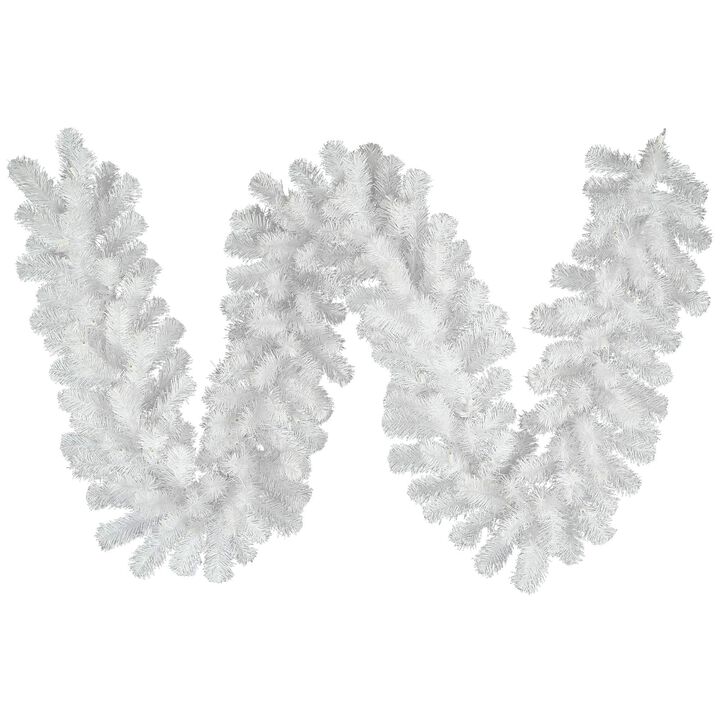 Vickerman 9' Crystal White Spruce Artificial Christmas Garland - Unlit - Faux Spruce Christmas Garland - Seasonal Indoor Home Decor - Reliable and Durable