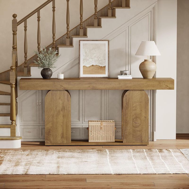 Tribesigns Country Rustic Wood Console Table image number 3