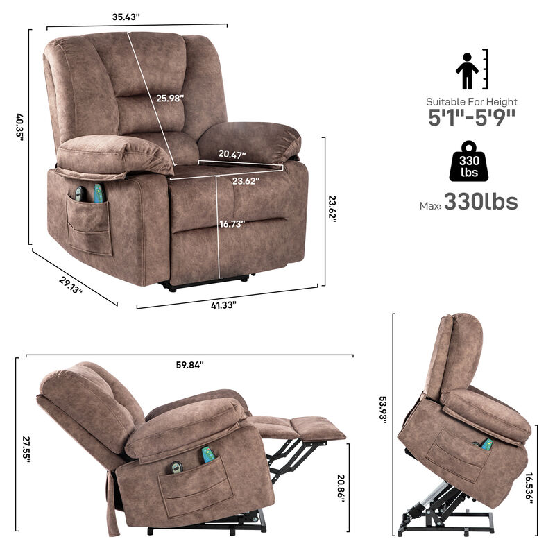 Streamdale Power Lift Recliner Chair Sofa for Elderly with Massage