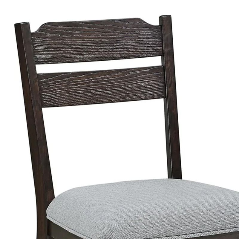 Hiun Dining Chair Set of 2, Dove Gray Seat, Oak Brown Wood Frame image number 3
