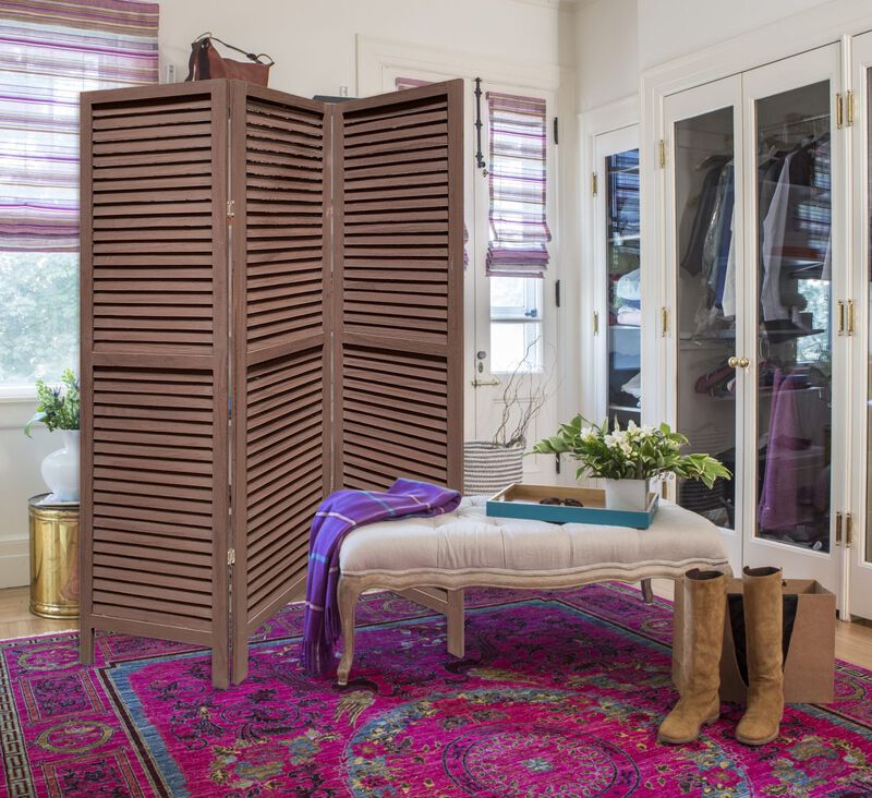 Decorative Washed Wood Shutter 3-Panel Divider &ndash; Folding Room Partition