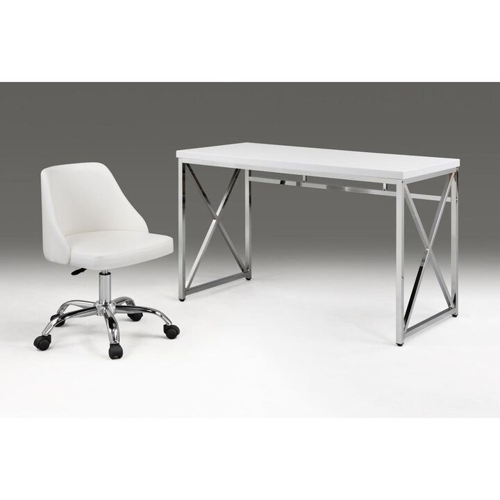 White Top Desk With Chrome Base