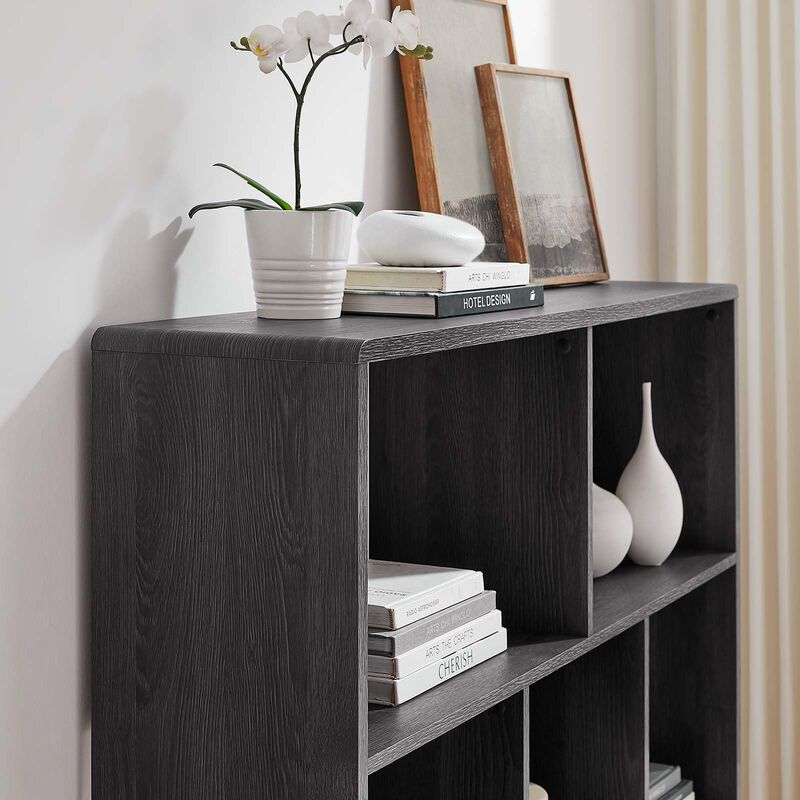 Modway EEI-2529-CHA Transmit 7 Shelf Wood Grain Bookcase, Charcoal image number 1