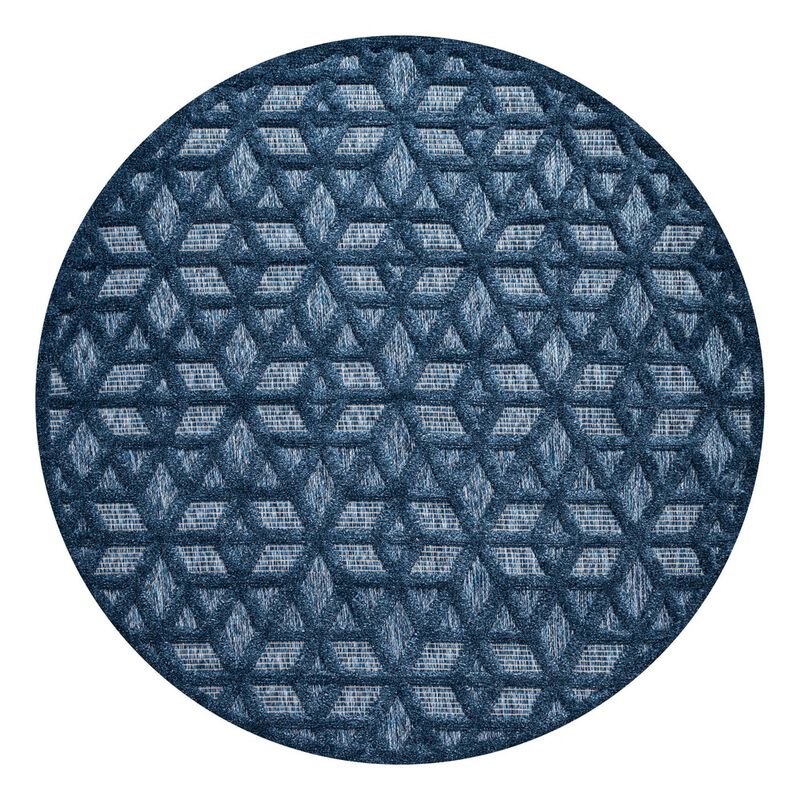 Talaia Neutral Geometric Round Indoor/Outdoor Area Rug
