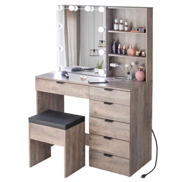 Mirror Cabinet Dressing Table Set – Stylish Vanity with Ample Storage and Built-In Mirror