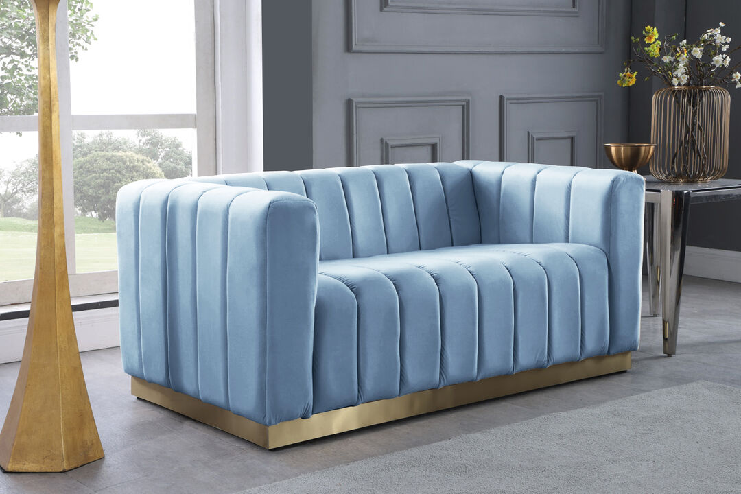 Meridian Furniture Marlon Sky Blue Velvet Loveseat