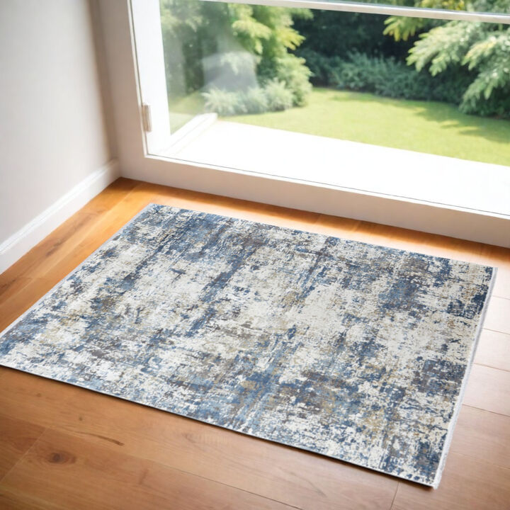 HomeRoots Abstract Power Loom Area Rug With Fringe